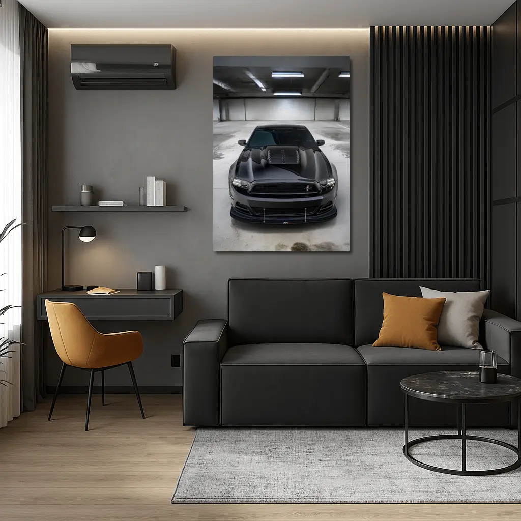 Ford Mustang Black Muscle Car Parking Garage – Wall Art