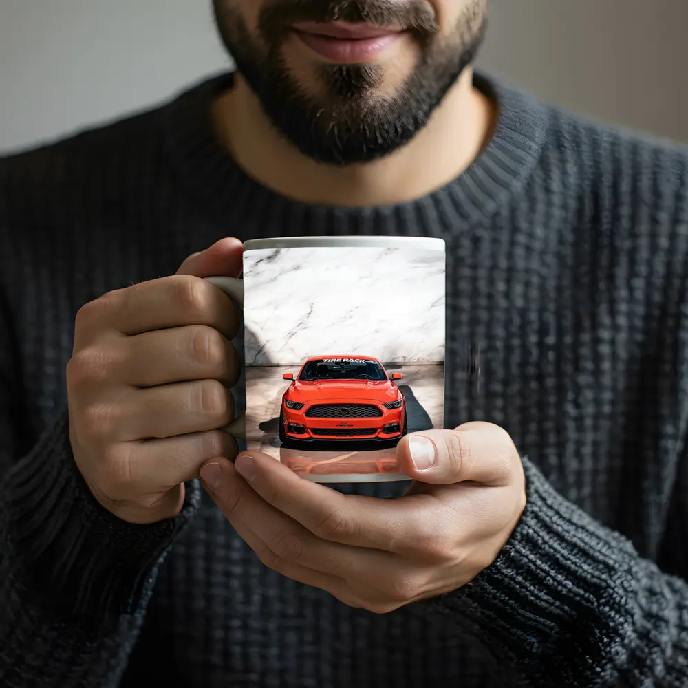 Ford Mustang Orange Front View Marble – Mugs