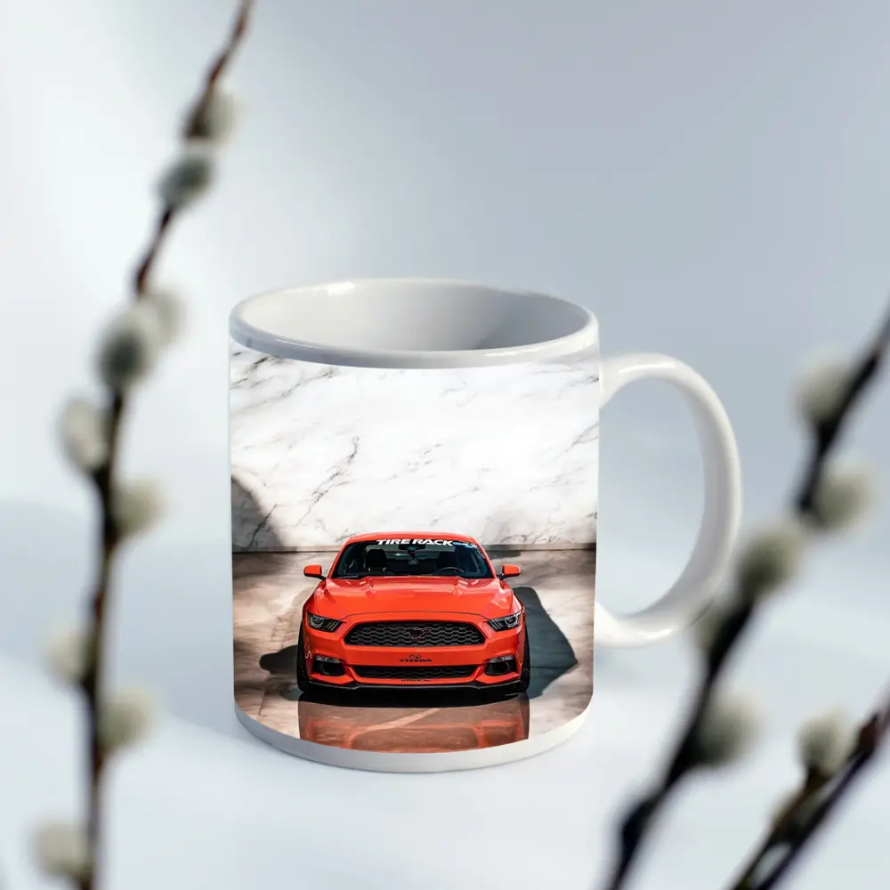 Ford Mustang Orange Front View Marble – Mugs