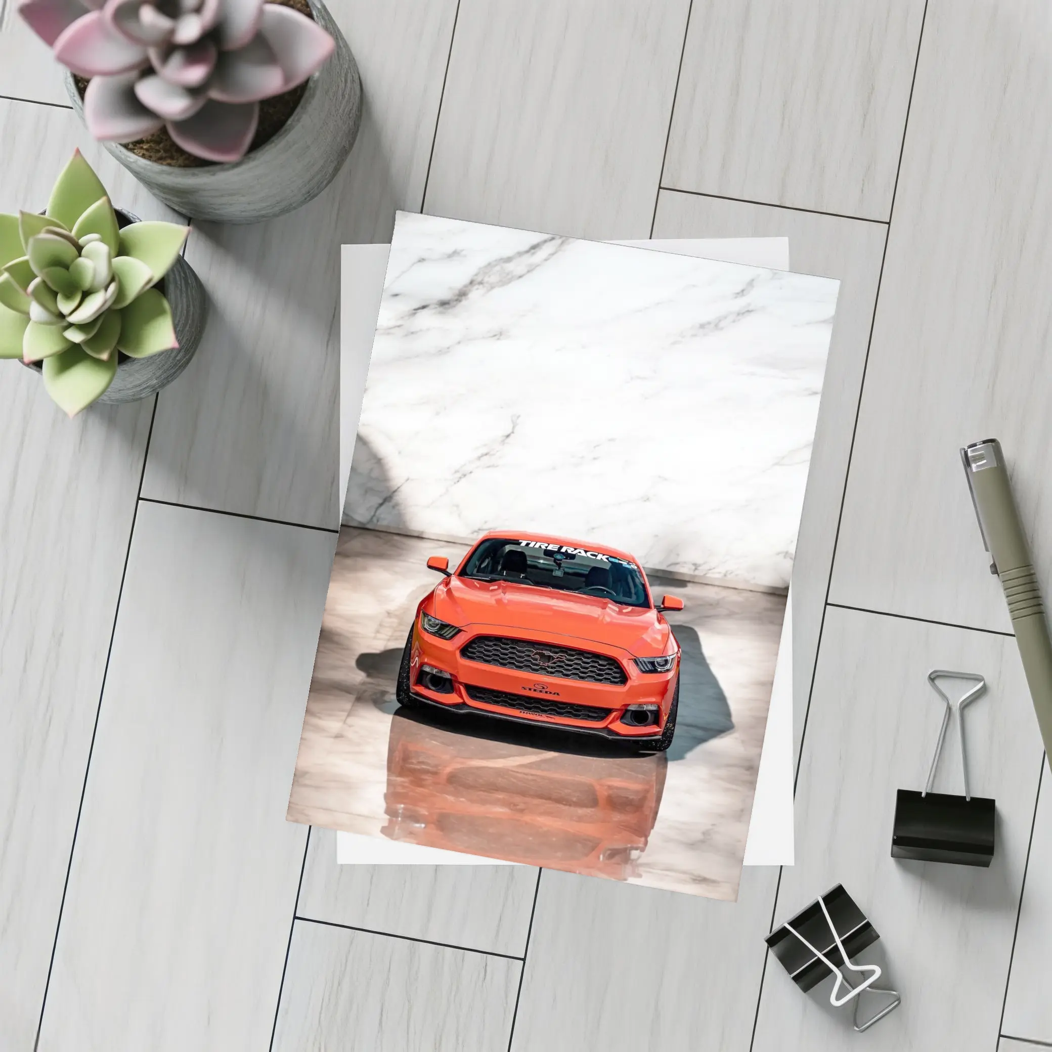 Ford Mustang Orange Front View Marble – Postcards