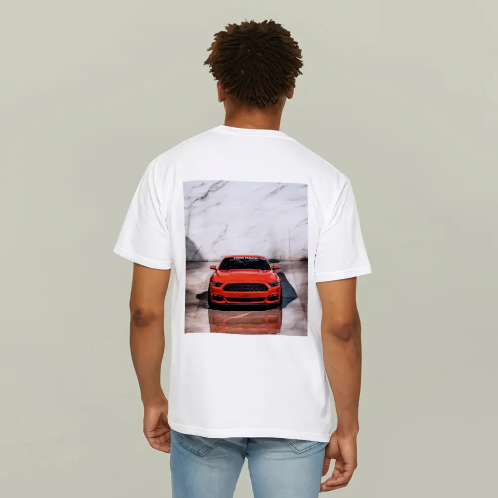 Ford Mustang Orange Front View Marble – T-Shirts