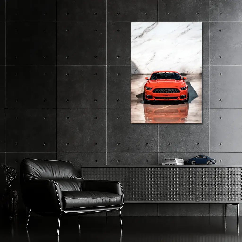 Ford Mustang Orange Front View Marble – Wall Art