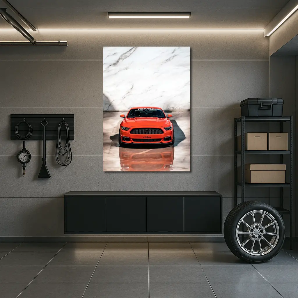 Ford Mustang Orange Front View Marble – Wall Art