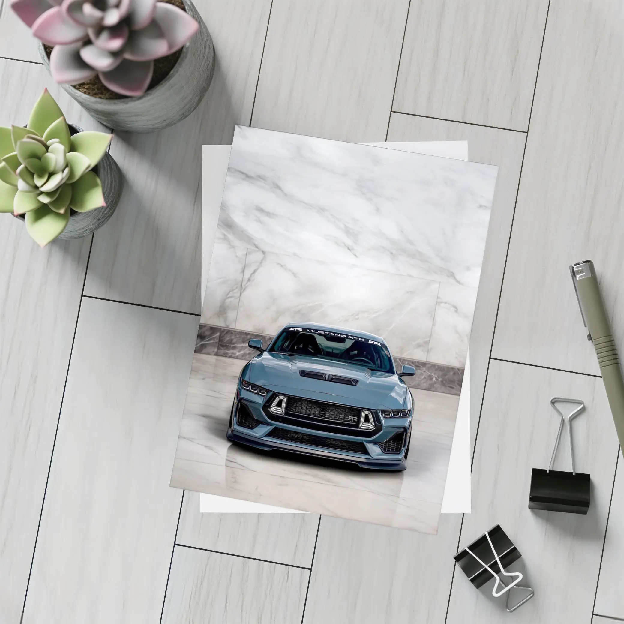 Ford Mustang RTR Front View Marble Background – Postcards