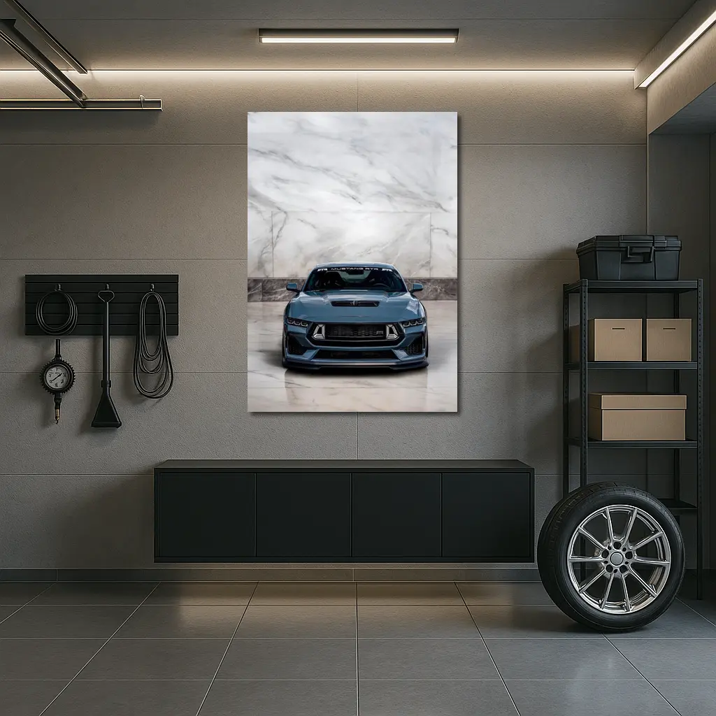 Ford Mustang RTR Front View Marble Background – Wall Art