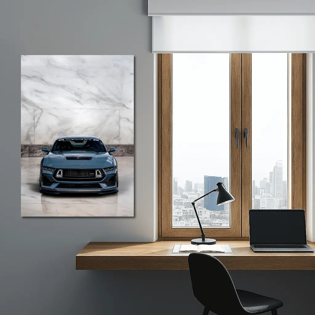 Ford Mustang RTR Front View Marble Background – Wall Art