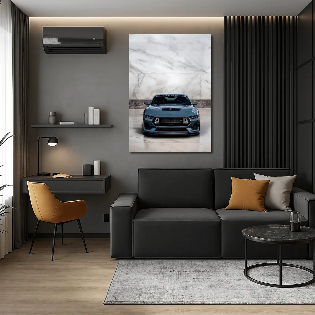 Ford Mustang RTR Front View Marble Background – Wall Art