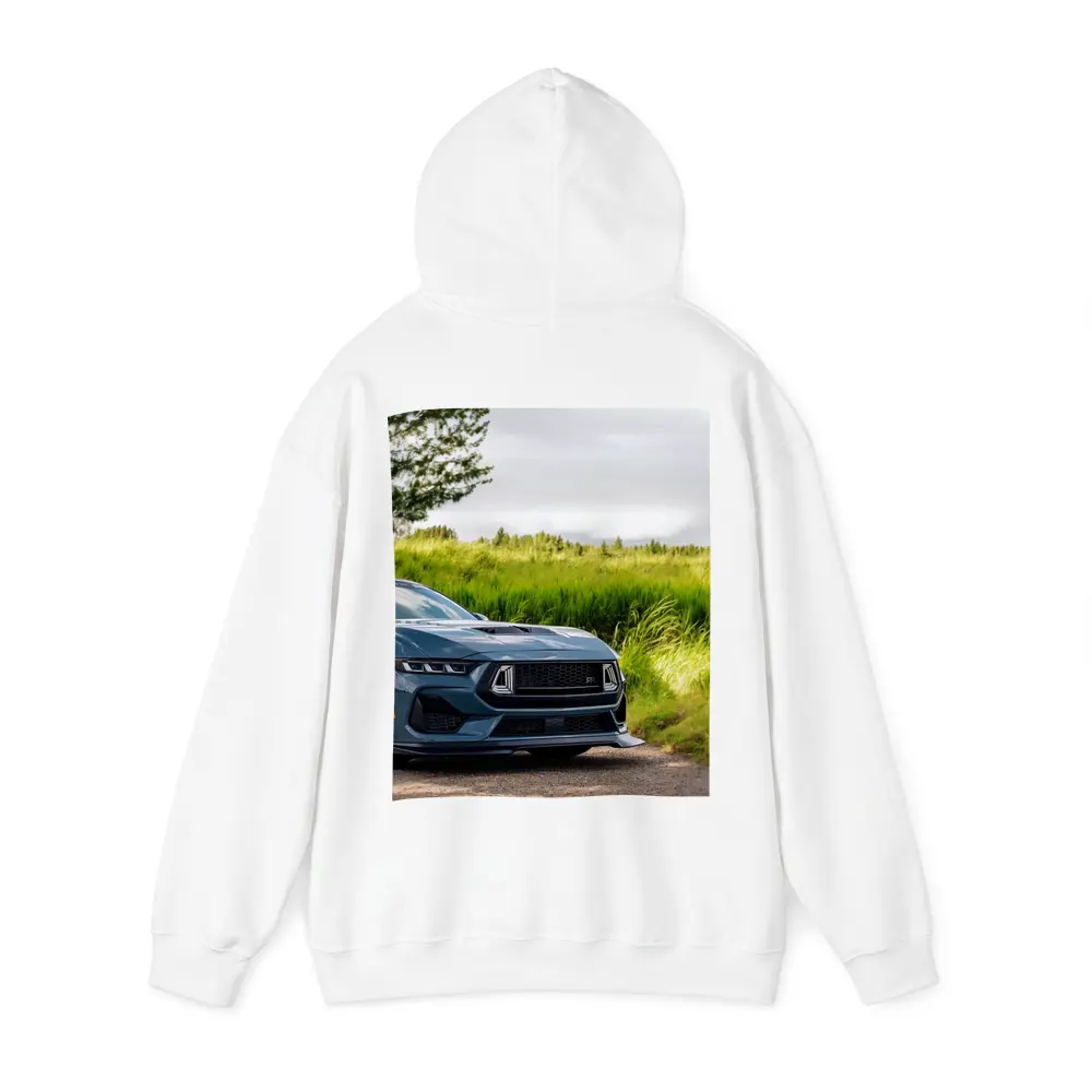 Ford Mustang GT Blue Front Green Field – Hoodies