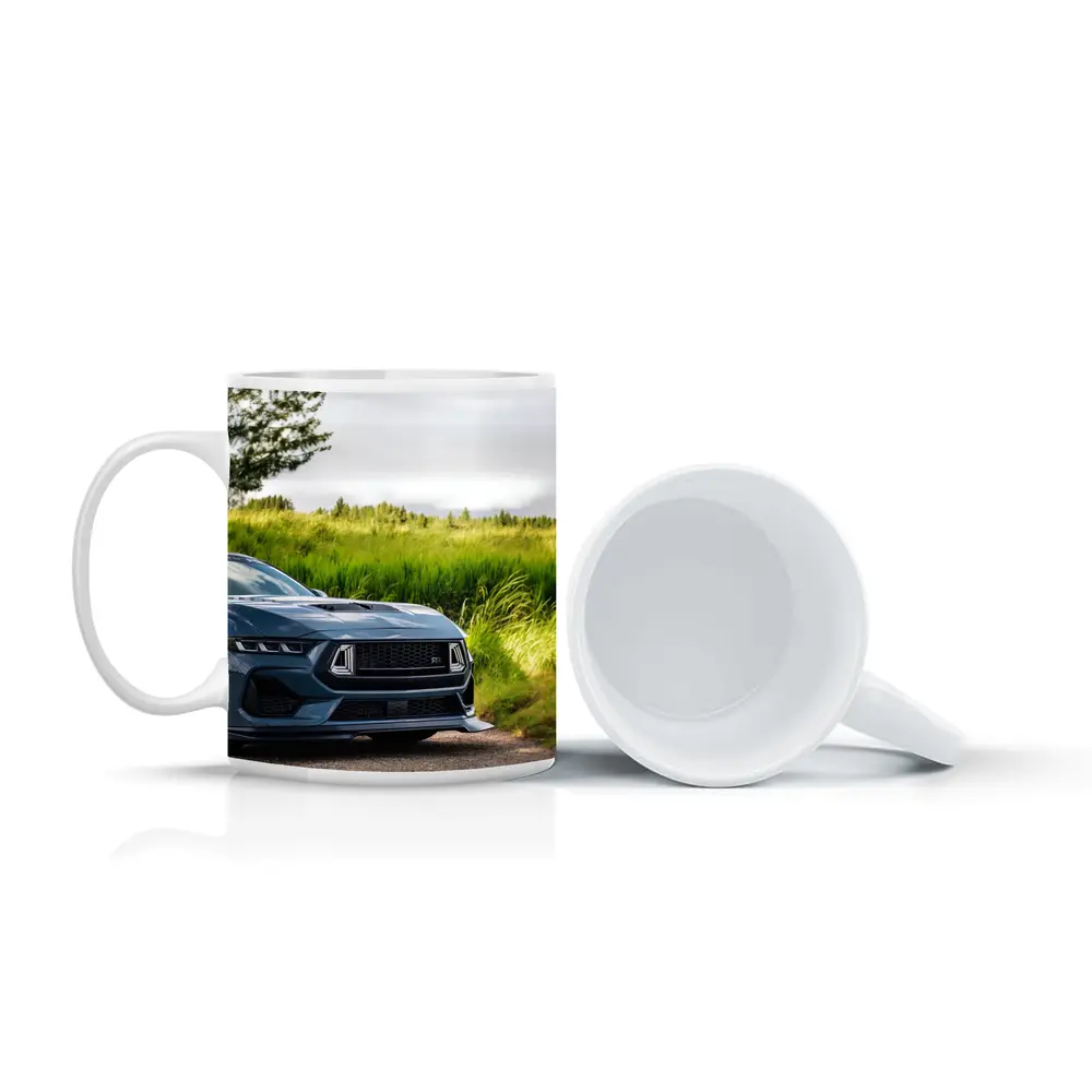 Ford Mustang GT Blue Front Green Field – Mugs