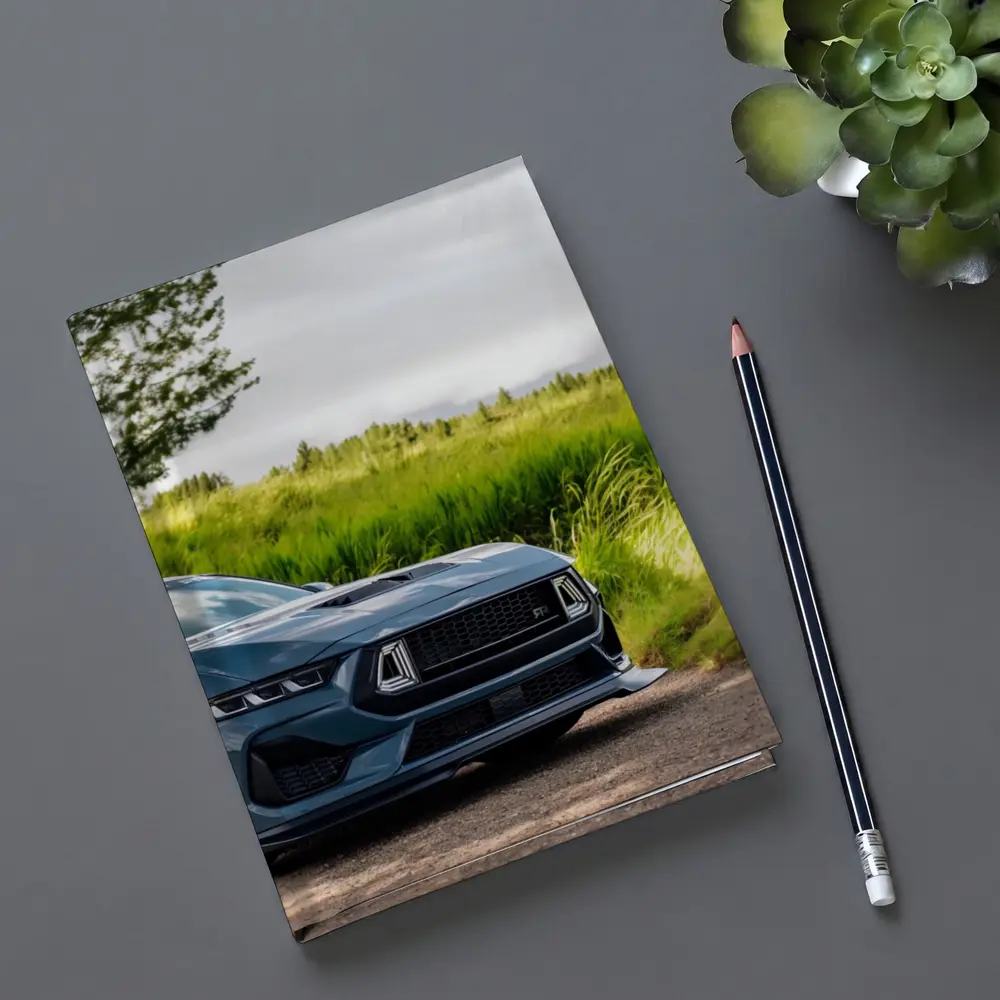 Ford Mustang GT Blue Front Green Field – Notebooks
