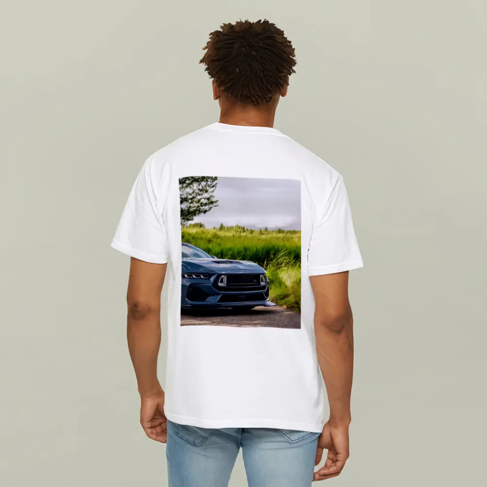 Ford Mustang GT Blue Front Green Field – T-Shirts
