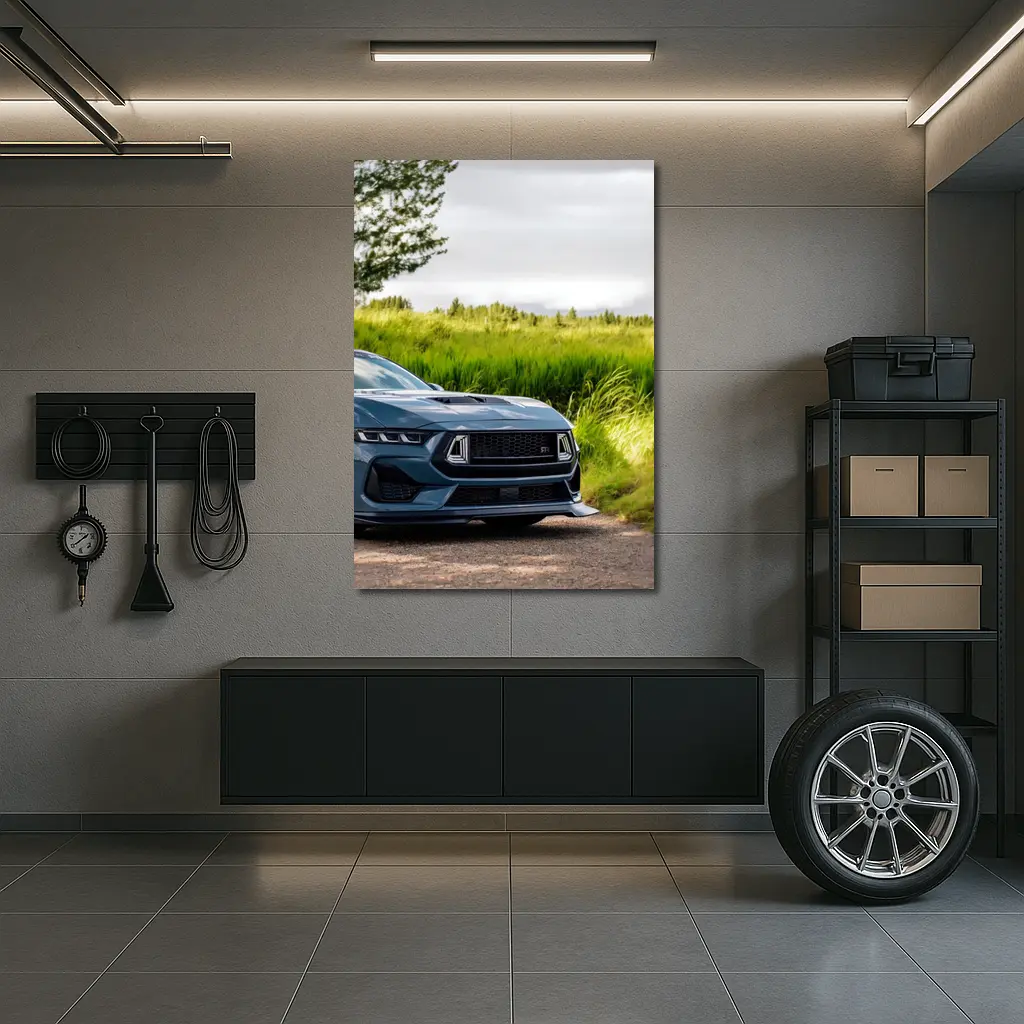 Ford Mustang GT Blue Front Green Field – Wall Art