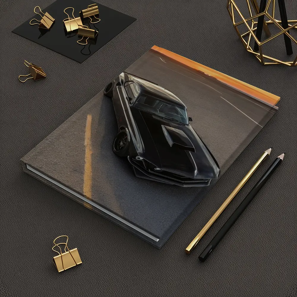 Black Ford Mustang Classic Car Sunset – Notebooks