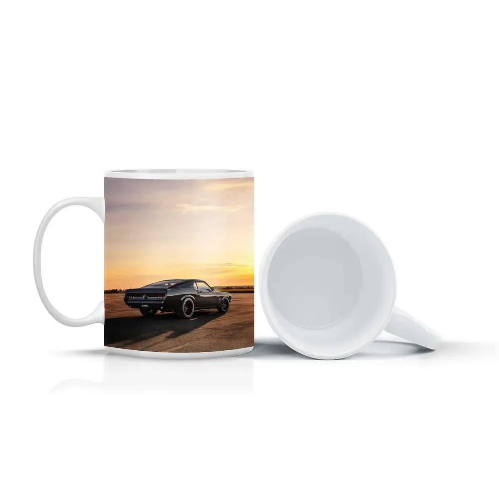 Ford Mustang Black Classic Car Sunset – Mugs