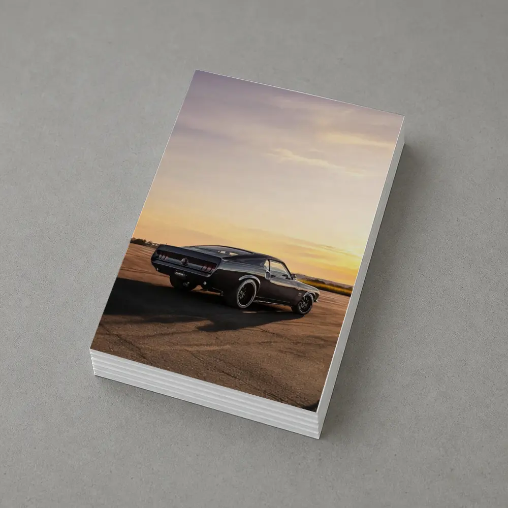 Ford Mustang Black Classic Car Sunset – Postcards