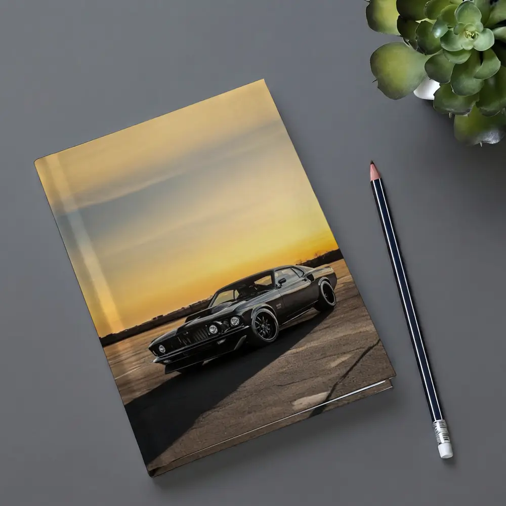 Ford Mustang Black Classic Car Sunset Sky – Notebooks