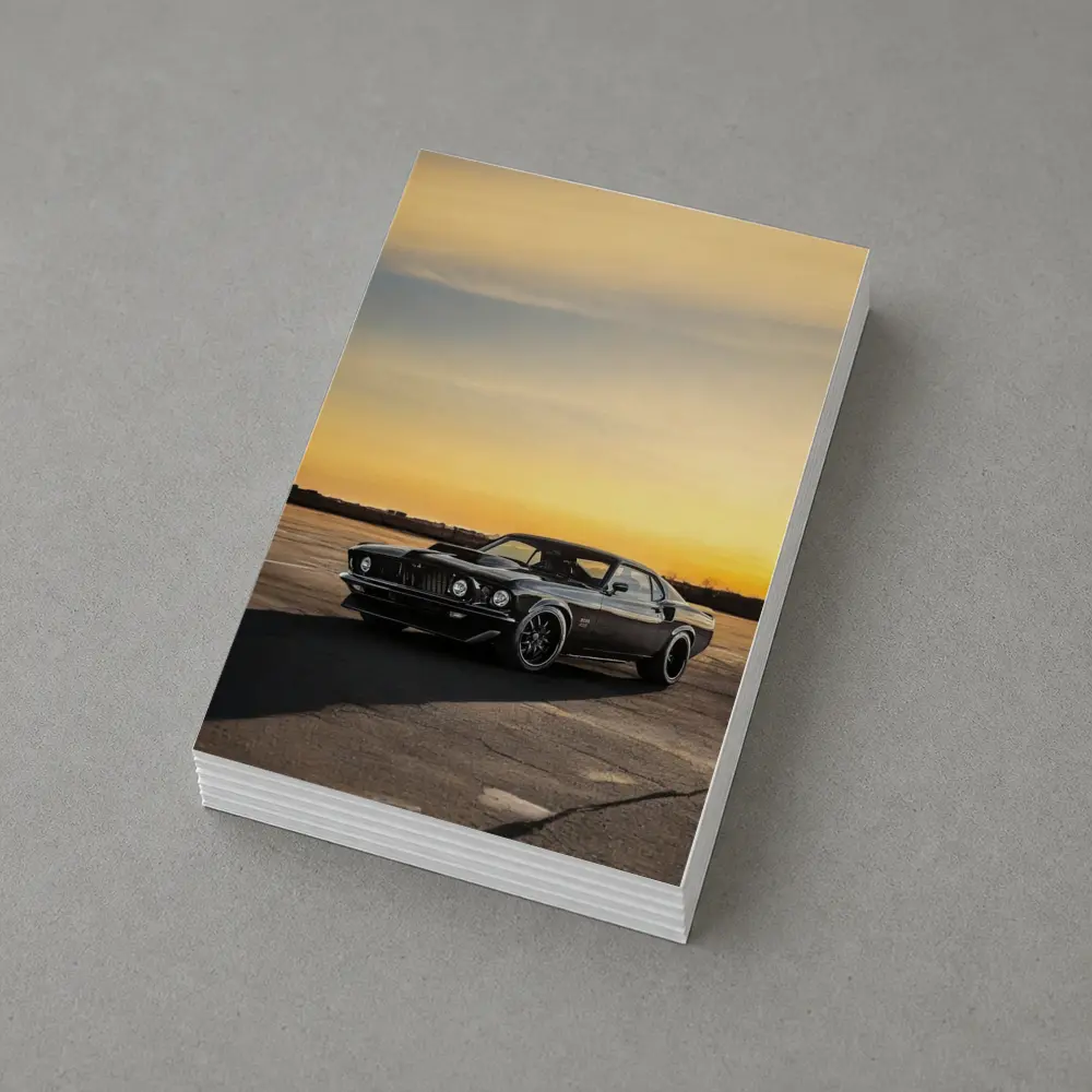 Ford Mustang Black Classic Car Sunset Sky – Postcards