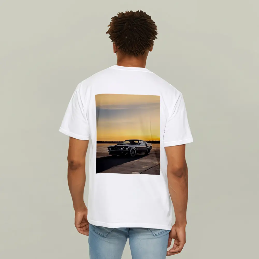 Ford Mustang Black Classic Car Sunset Sky – T-Shirts