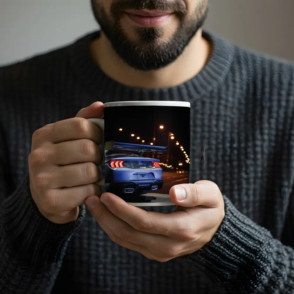 Ford Mustang Rear View City Night – Mugs