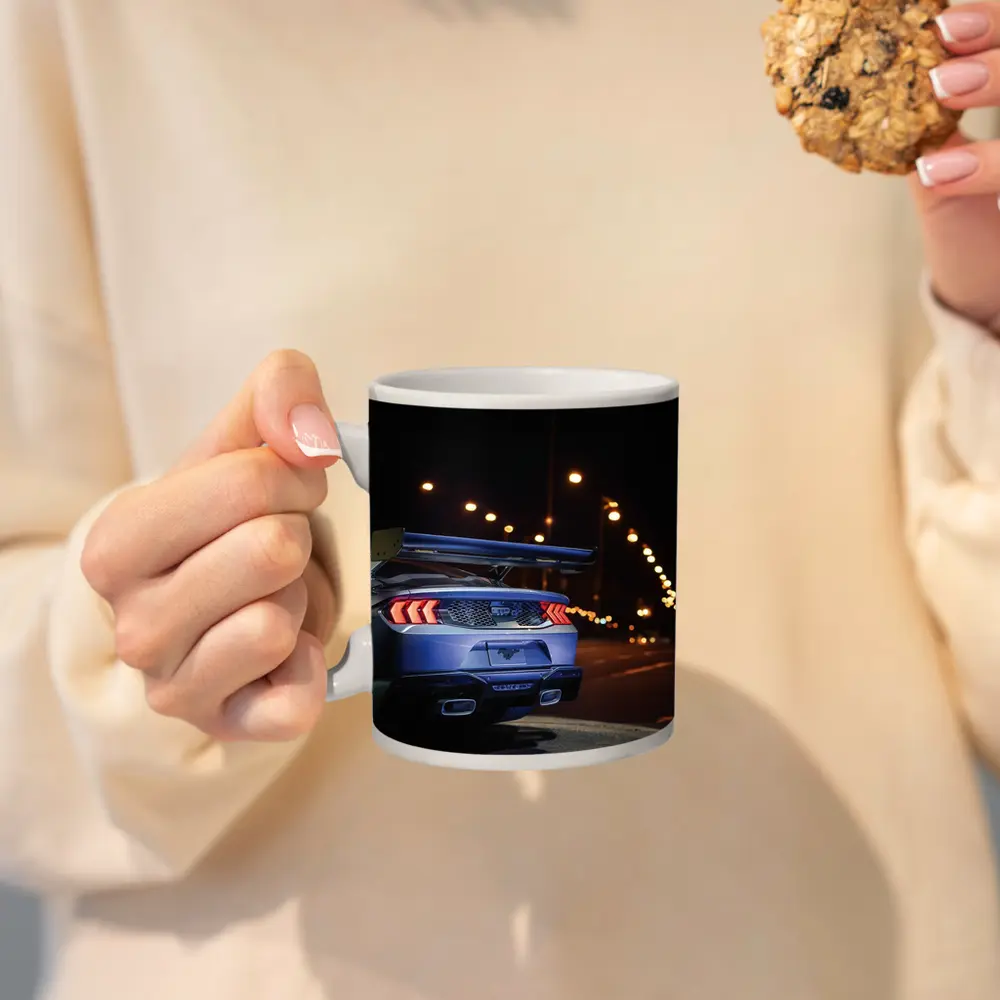 Ford Mustang Rear View City Night – Mugs
