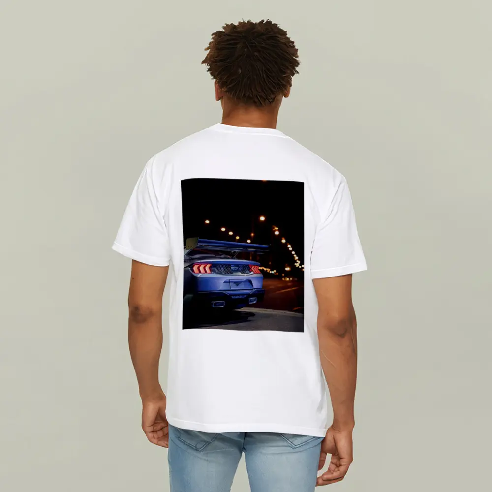 Ford Mustang Rear View City Night – T-Shirts