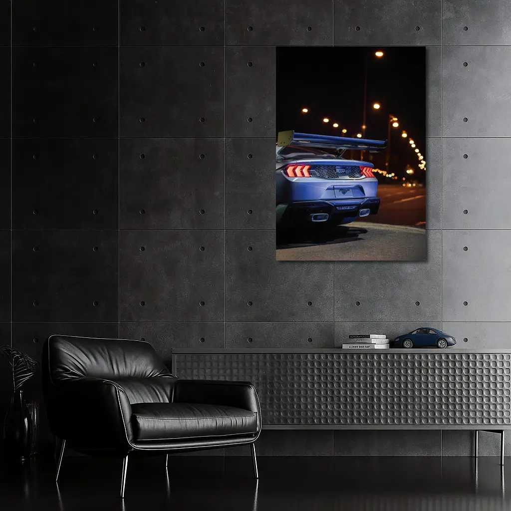 Ford Mustang Rear View City Night – Wall Art
