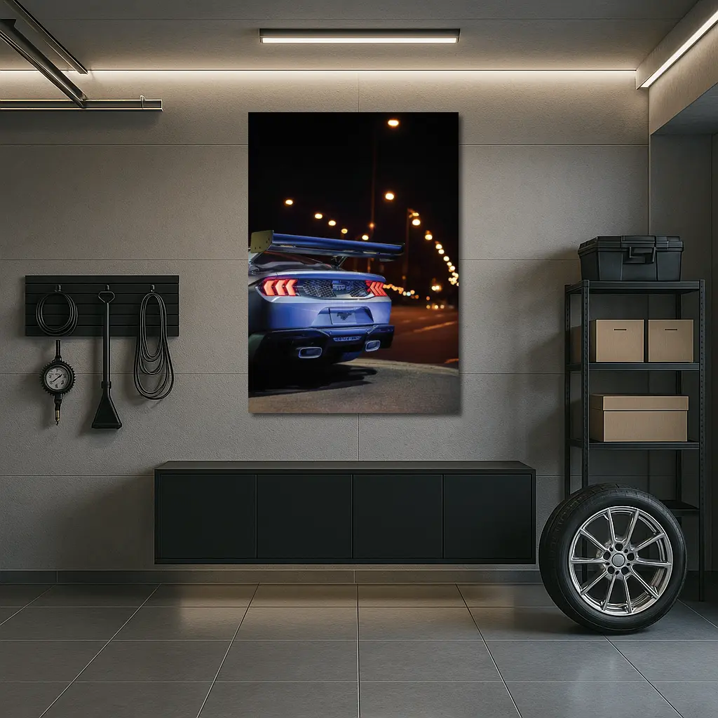 Ford Mustang Rear View City Night – Wall Art