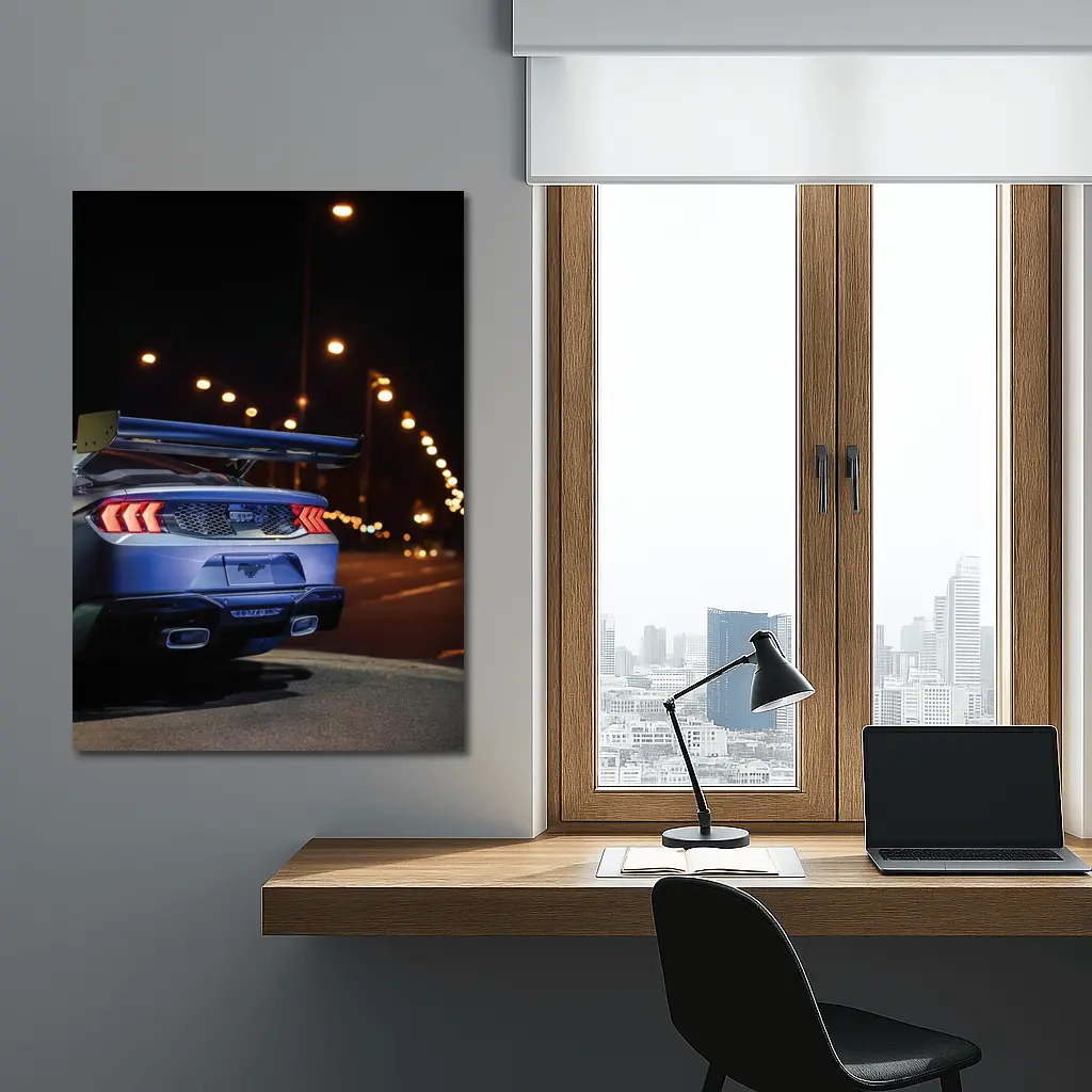 Ford Mustang Rear View City Night – Wall Art