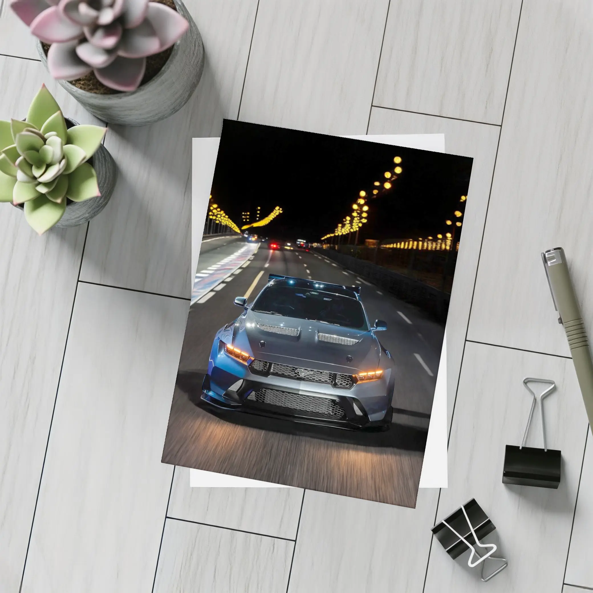 Ford Mustang Racing Night City Street – Postcards