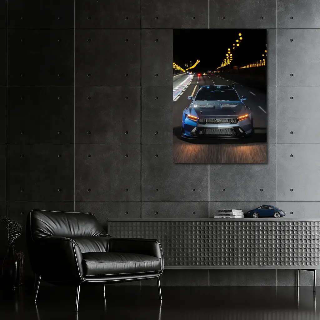 Ford Mustang Racing Night City Street – Wall Art