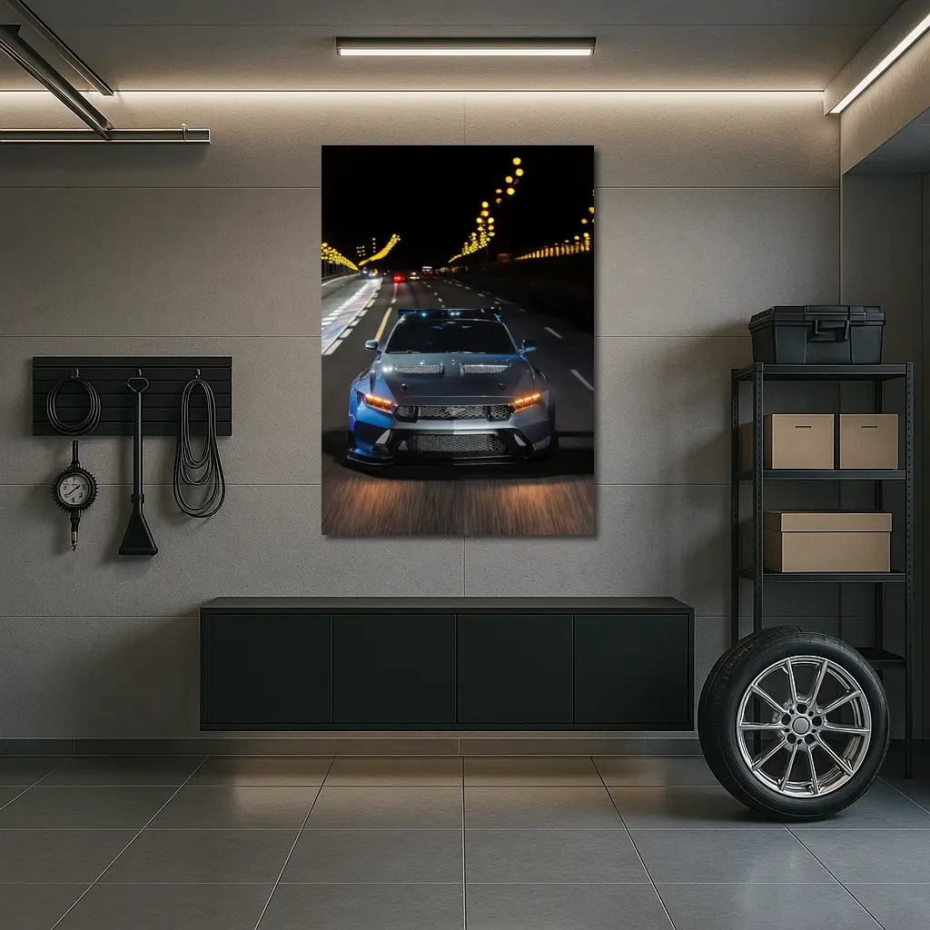 Ford Mustang Racing Night City Street – Wall Art