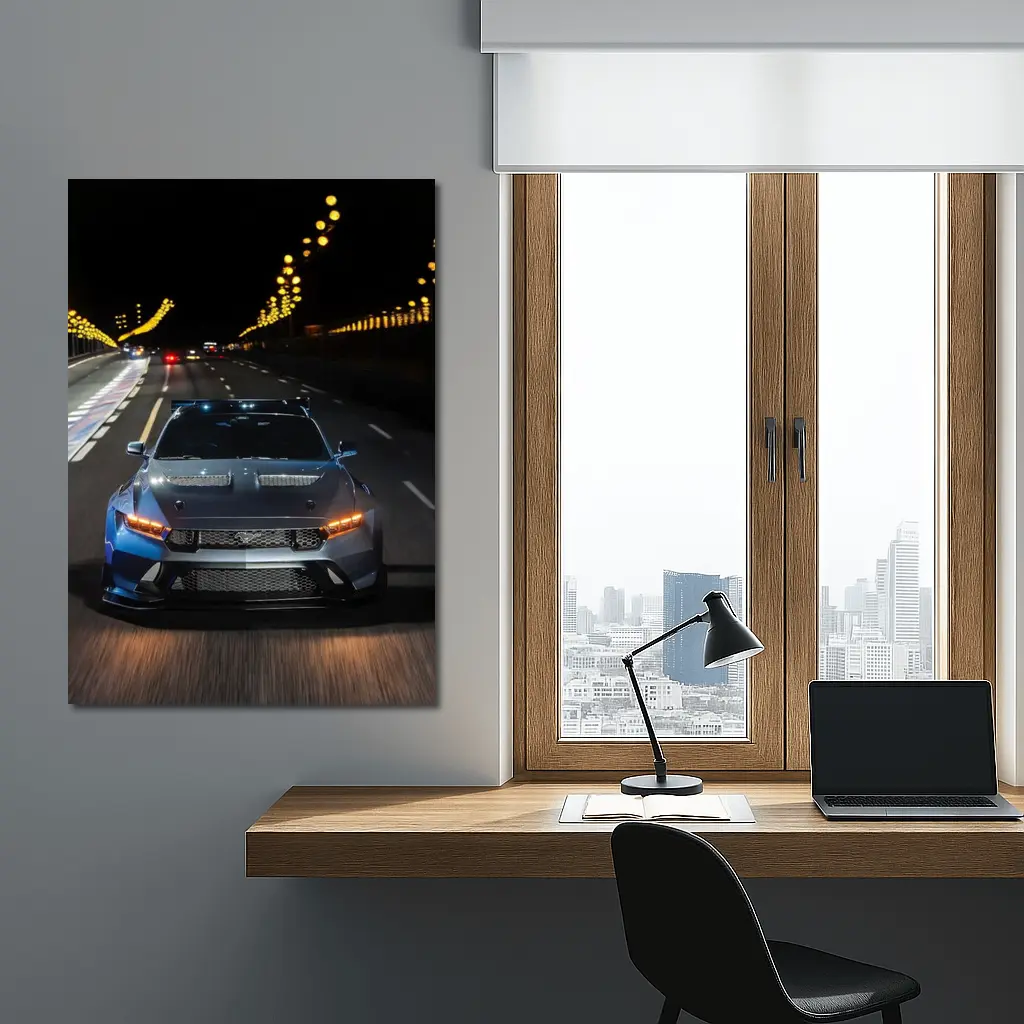 Ford Mustang Racing Night City Street – Wall Art