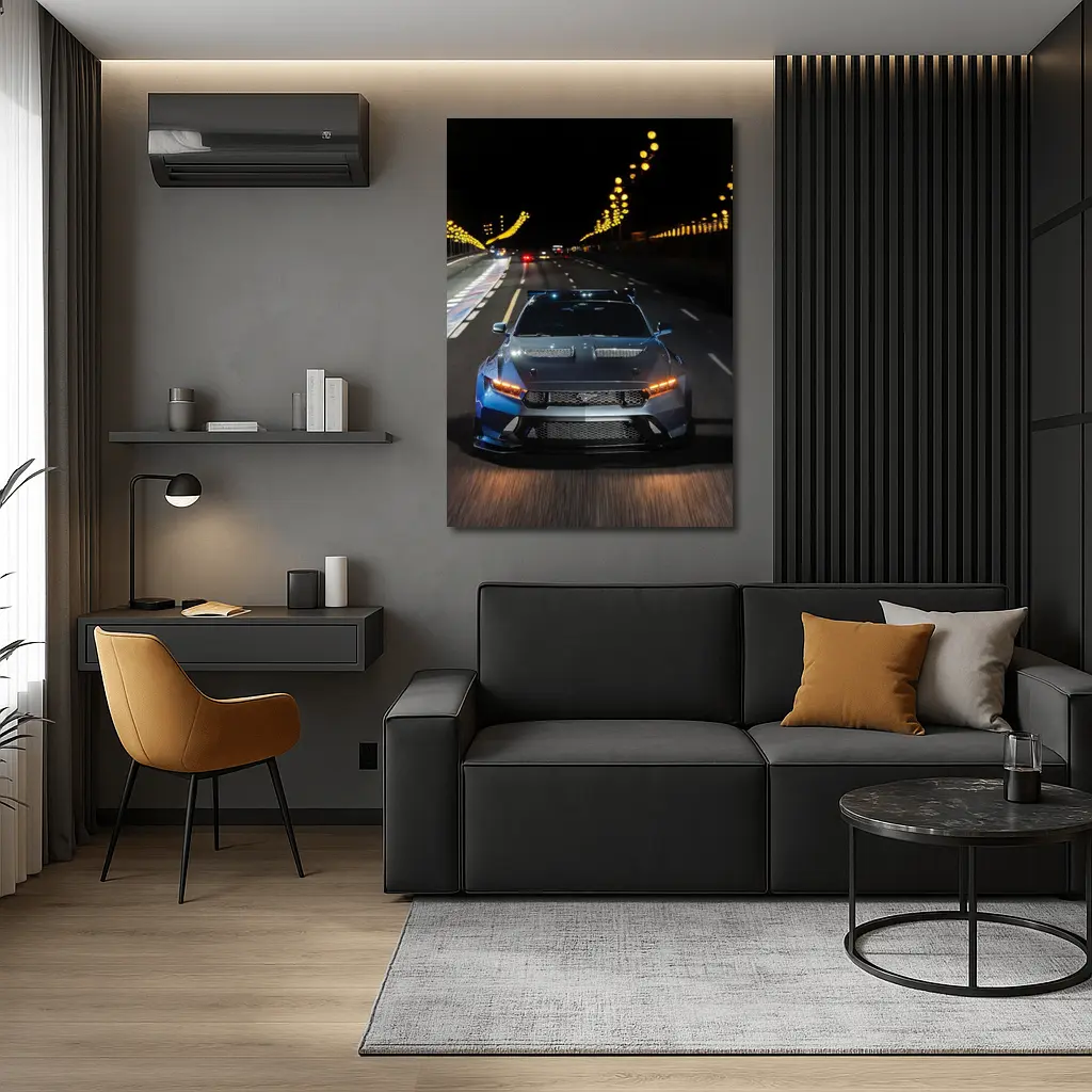 Ford Mustang Racing Night City Street – Wall Art