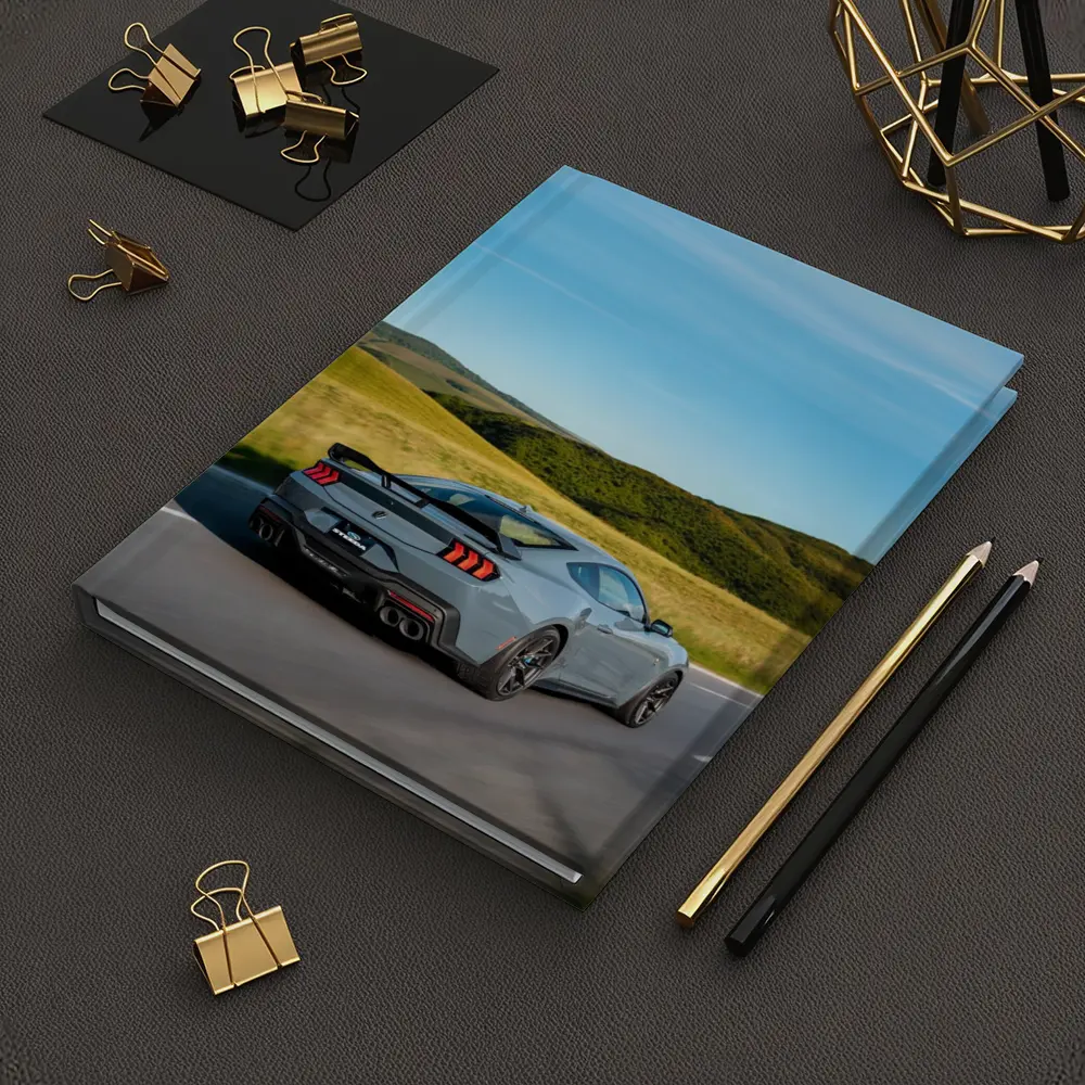 Ford Mustang Gray Coupe Rolling Country Road – Notebooks