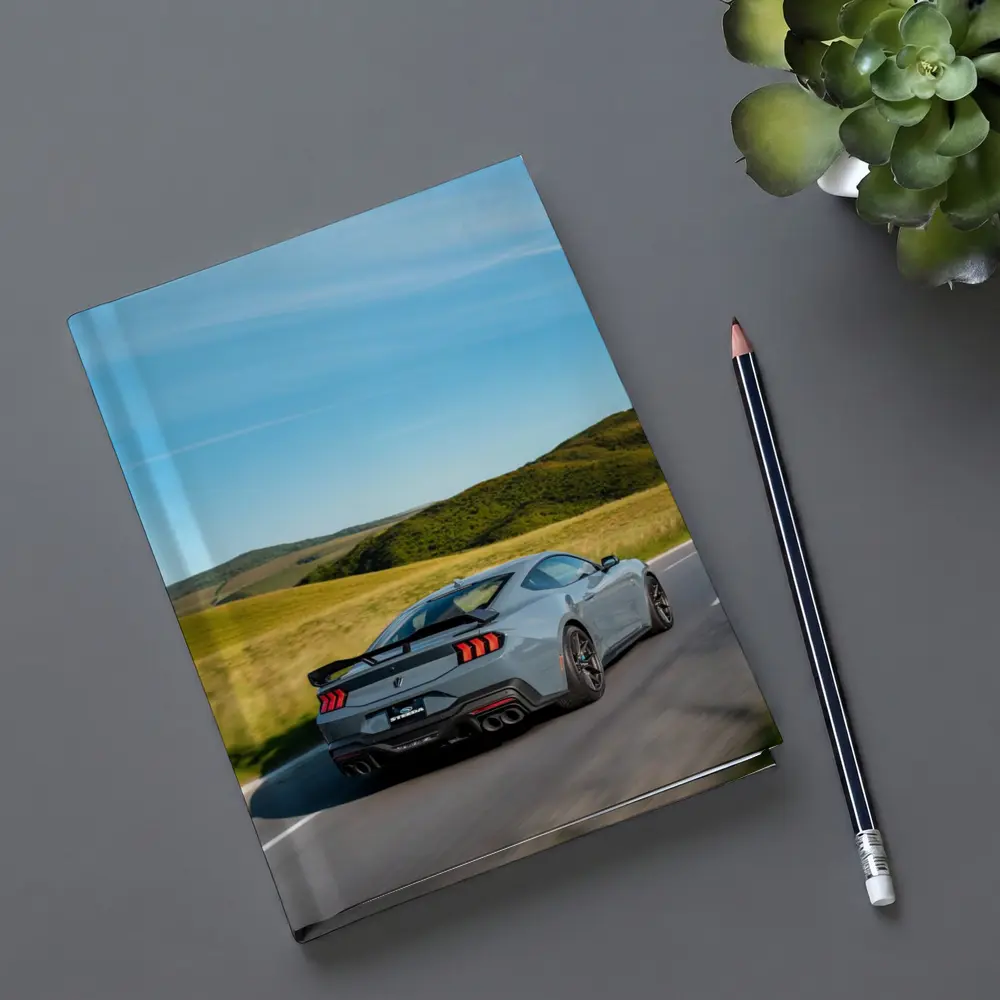 Ford Mustang Gray Coupe Rolling Country Road – Notebooks