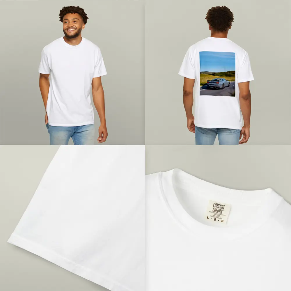 Ford Mustang Gray Coupe Rolling Country Road – T-Shirts