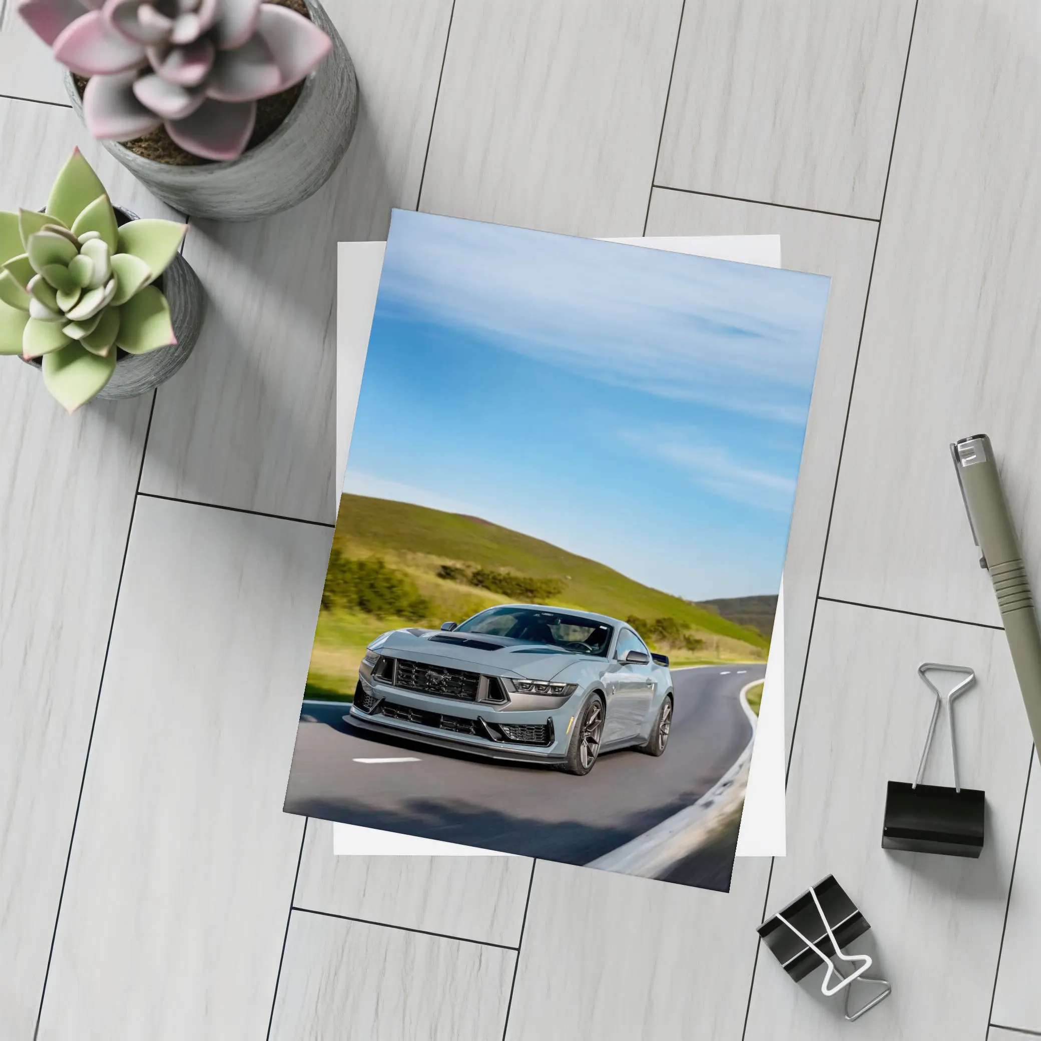 Ford Mustang Dark Horse Rolling Country Road – Postcards