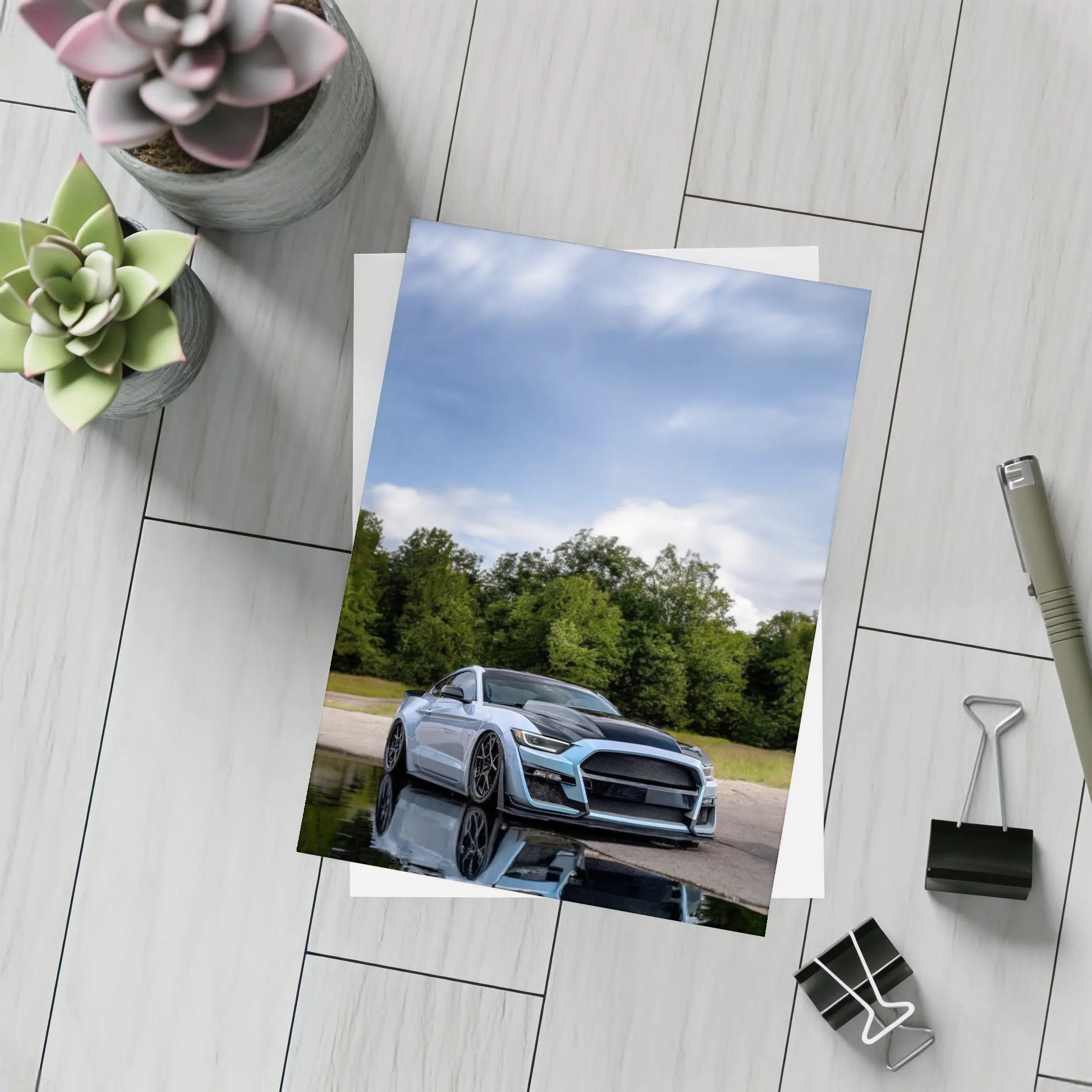 Ford Mustang GT500 Blue Sky Reflection – Postcards