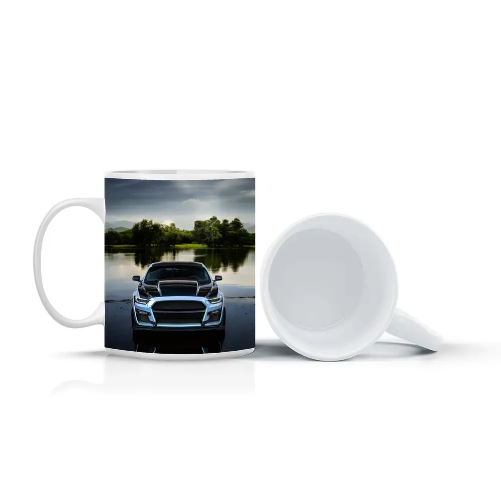 Ford Mustang Black Front Lake Reflection – Mugs