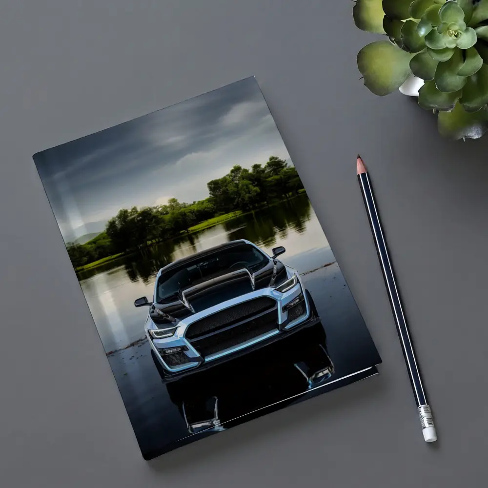 Ford Mustang Black Front Lake Reflection – Notebooks
