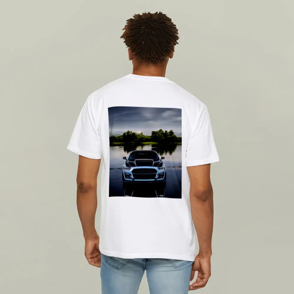 Ford Mustang Black Front Lake Reflection – T-Shirts