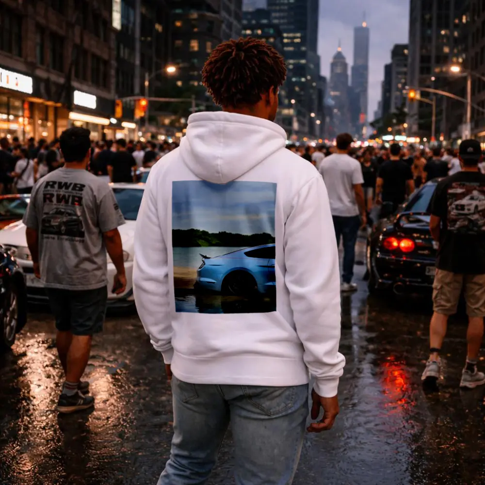 Ford Mustang Light Blue Waterfront Shore – Hoodies