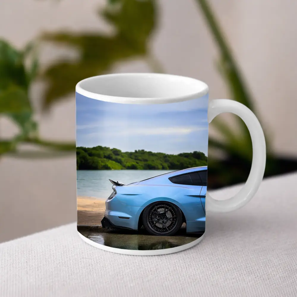 Ford Mustang Light Blue Waterfront Shore – Mugs