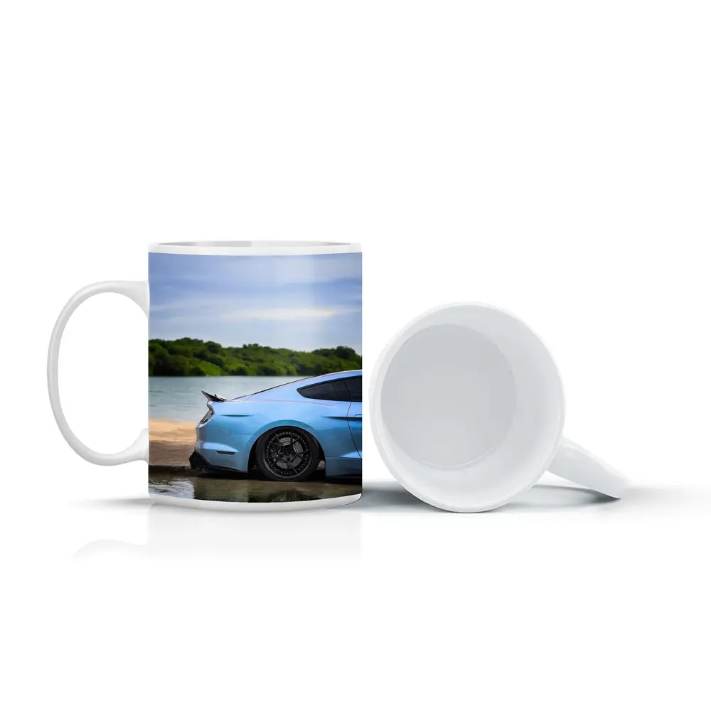 Ford Mustang Light Blue Waterfront Shore – Mugs