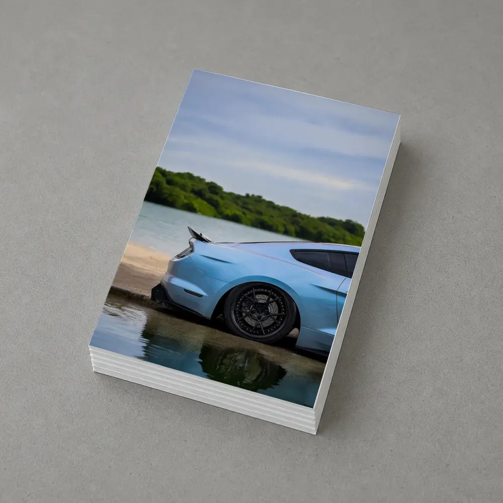 Ford Mustang Light Blue Waterfront Shore – Postcards