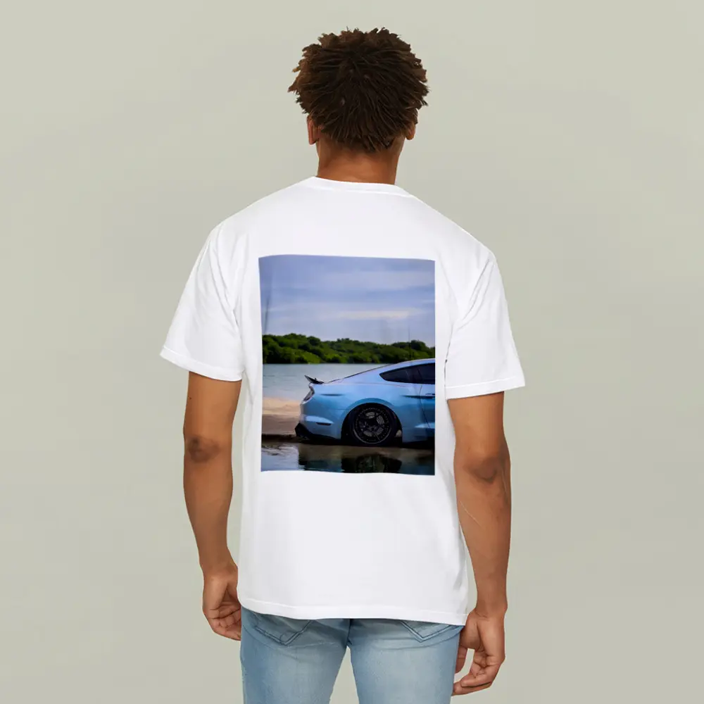 Ford Mustang Light Blue Waterfront Shore – T-Shirts