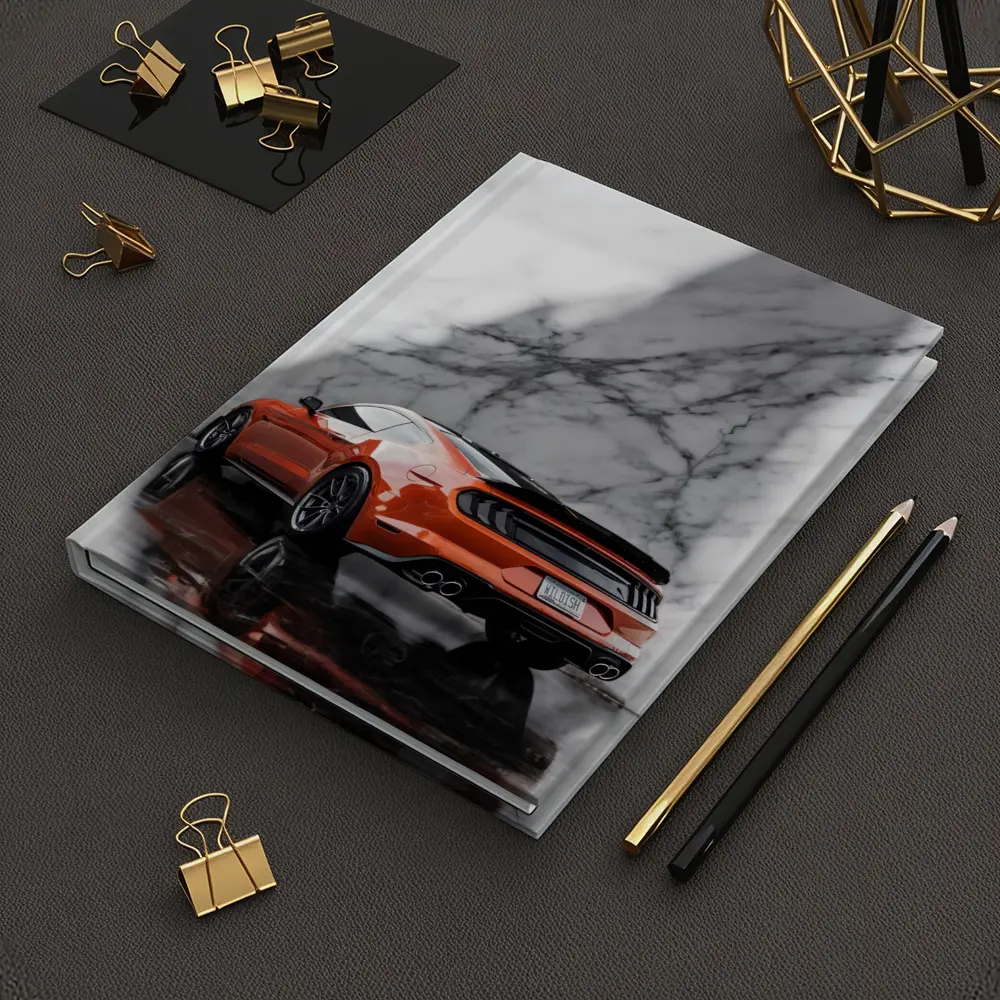 Ford Mustang Orange Against Marble Wall – Notebooks