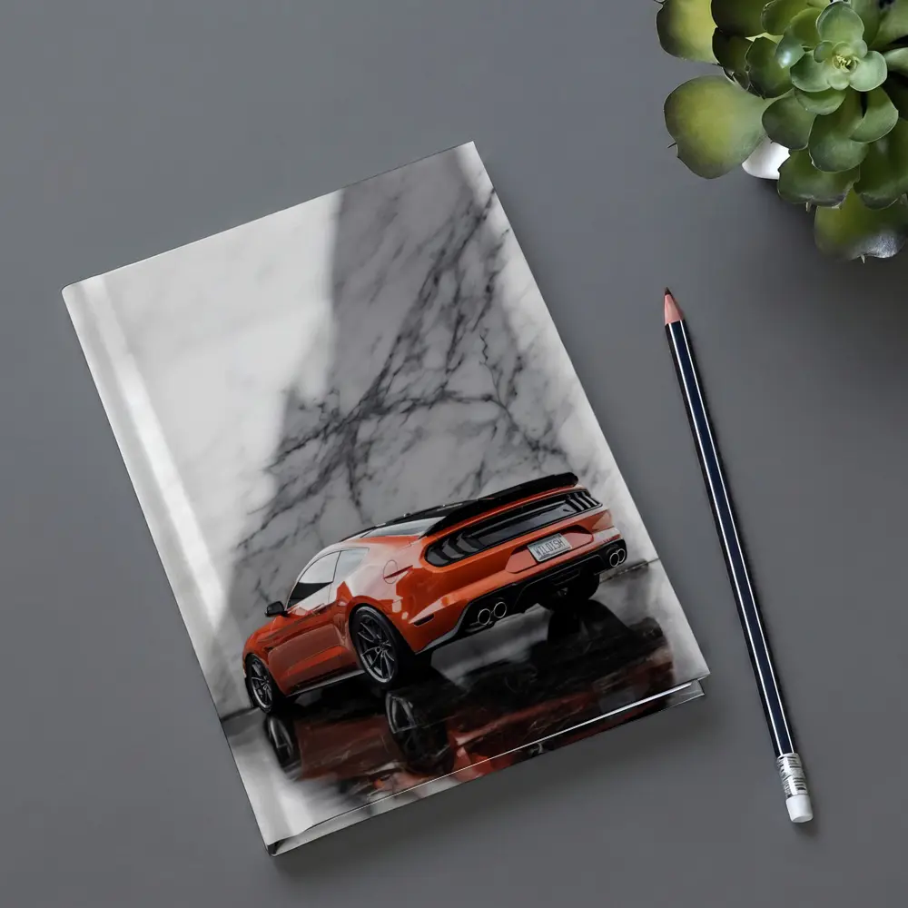 Ford Mustang Orange Against Marble Wall – Notebooks