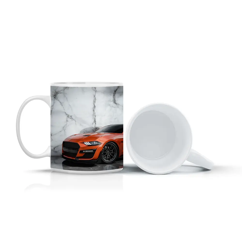 Ford Mustang Orange Marble Background Wall Art – Mugs
