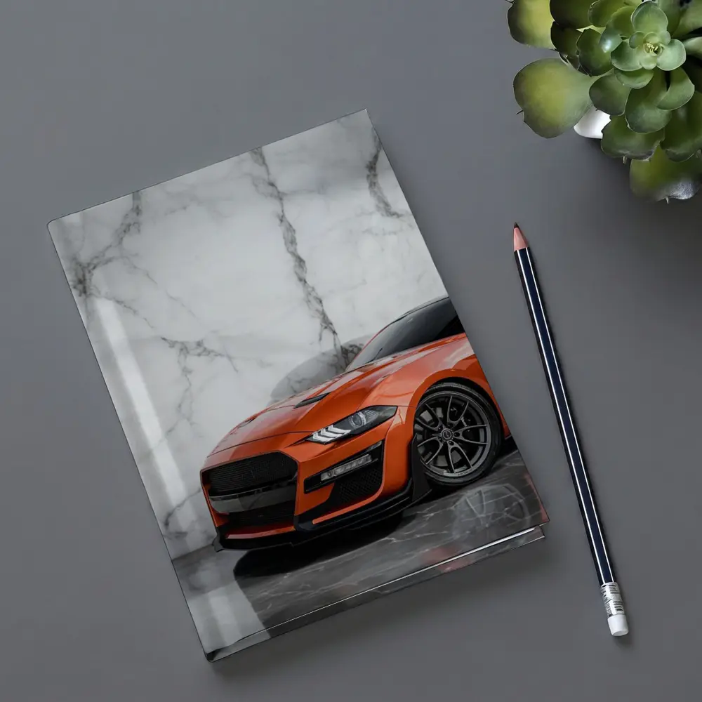 Ford Mustang Orange Marble Background Wall Art – Notebooks